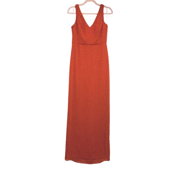 NEW Social Bridesmaids‎ Sleeveless Tie Back Chiffon Trumpet Gown Amber Sunset 8 - Picture 2 of 14